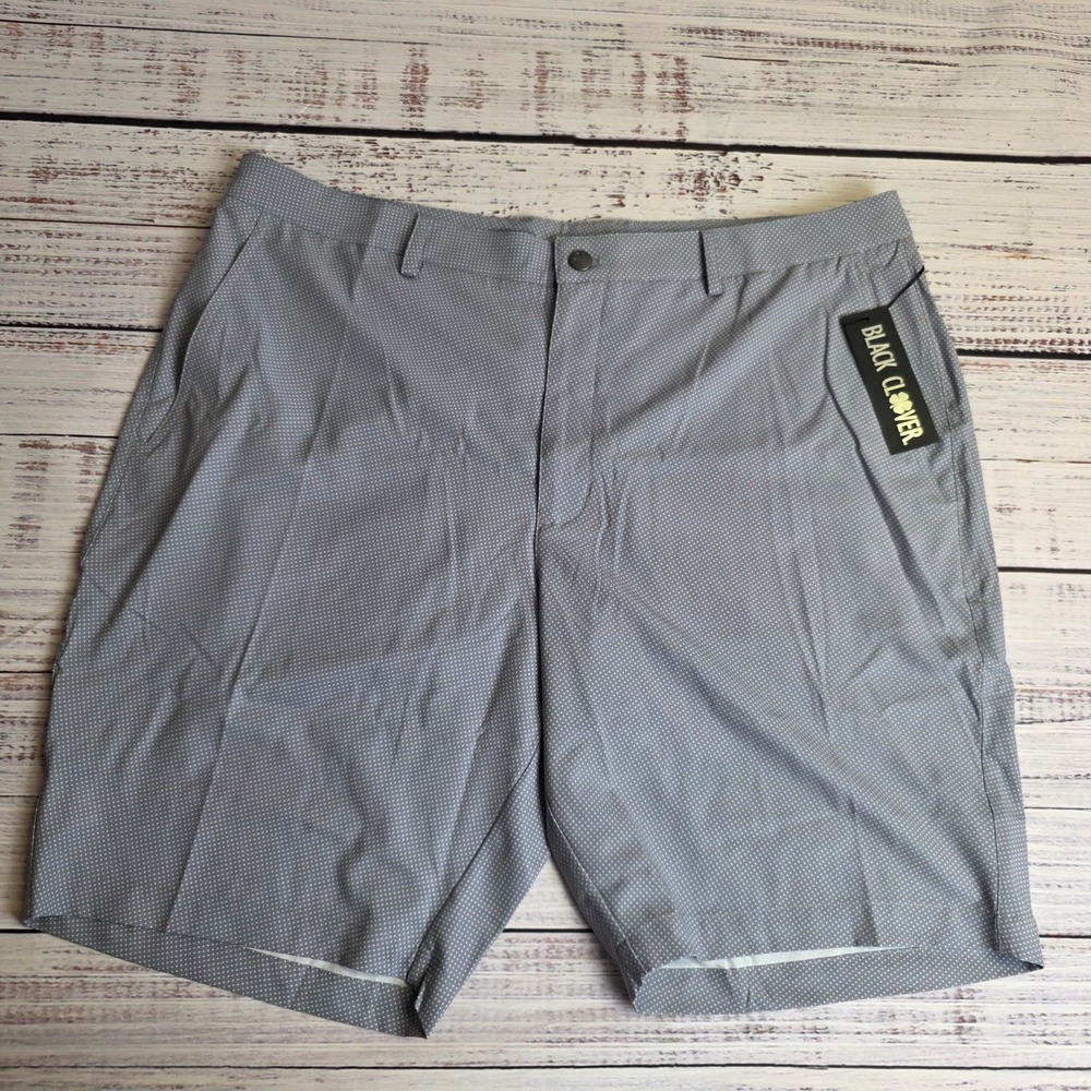 Black Clover Deception Golf Shorts Mens 40 Grey Micro Dot Performance Stretch